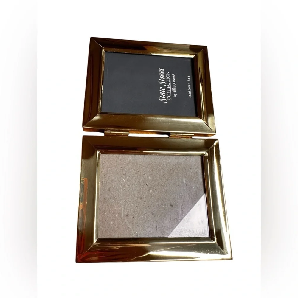 State St. Solid Brass Lacquer Coated Polished Double Photo Hinged Frame 3x5
